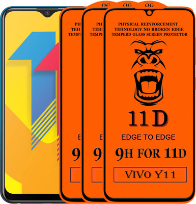 Xester Edge To Edge Tempered Glass for Vivo Y11(Pack of 3)