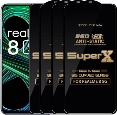 Qyist Edge To Edge Tempered Glass for REALME 8 5G(Pack of 4)