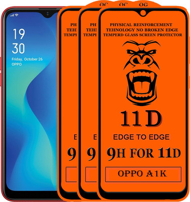 Xester Edge To Edge Tempered Glass for Oppo A1k(Pack of 3)