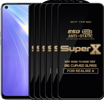 Qyist Edge To Edge Tempered Glass for REALME 6(Pack of 6)