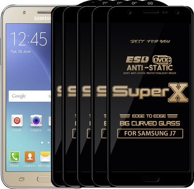 Qyist Edge To Edge Tempered Glass for Samsung Galaxy J7(Pack of 5)