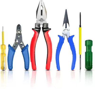 Kshivi 2 in 1 Screwdriver with 8'inch Plier 6 Inch Nose Plier Wire Cutter Line Tester Combination Screwdriver Set(Pack of 5)