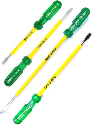 PERFECT TECH 6,8,10 &12 Inch Flat Head 8 mm Screwdriver | Steel 2 in 1 Screw Driver Long Handle Screwdriver Set(Pack of 4)