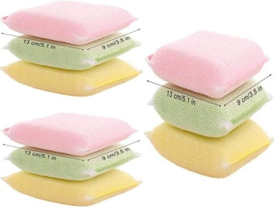 Softy Soft Multi Colour Foam Pad Sponge Scrubber Kitchen Scrubber for Dish/Utensils/Tiles | Long Lasting Scrub Sponge, Scrub Pad(Regular, Pack of 9)
