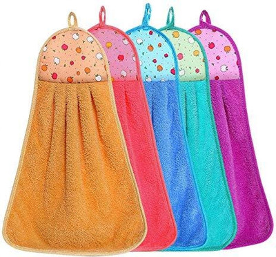 Terry Retail Hanging Hand Towel Velvet Napkin for Kitchen and Wash Basin HHTx4.113 Random Colour Cloth Napkins(4 Sheets)