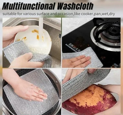 Kapture Pack of 5 Dishwashing Scrub Pad/ WIre Cleaning Cloth CCx5.381 Wet and Dry Microfiber, Stainless Steel Cleaning Cloth