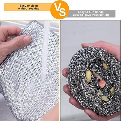 KRAZE Pack of 5 Wire Cleaning Cloth / Dishwashing Scrub Pads CCX5.35 Wet and Dry Stainless Steel, Microfiber Cleaning Cloth