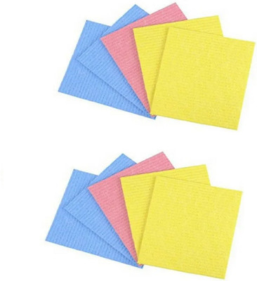 QinPin Durable Cellulose Scrub Pad - Soft Cleaning Sponge for Home & Kitchen Use Scrub Pad, Scrub Sponge, Sponge Wipe(Regular, Pack of 10)