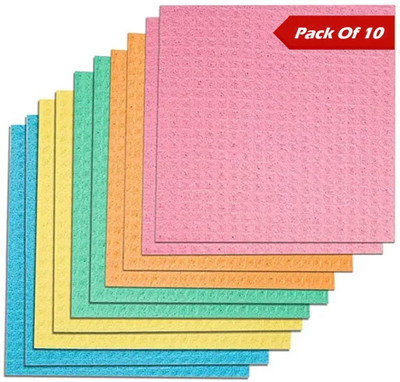 ShopiMoz Home Cellulose for Home & Kitchen Multipurpose Use Wet and Dry Microfiber, Sponge Cleaning Cloth(10 Units)