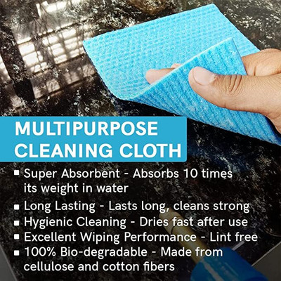PITRADEV 13x More Absorbent | Cellulose Kitchen Cleaning Wipes for Dry&Wet Use Pack of 1 Wipes(Multicolor)