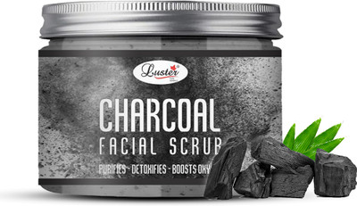 Luster Charcoal Facial Scrub | Purifies | Detoxifies | Boosts Oxygen  Scrub(50 ml)