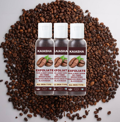 KAIASHA Coffee Body Scrub For Exfoliating100 g x Pack of 3 regular use of Coffee Body Scrub(300 g)