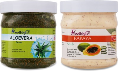 feelhigh Aloevera Scrub & Papaya scrub enriched with Papaya extract Scrub(1000 ml)