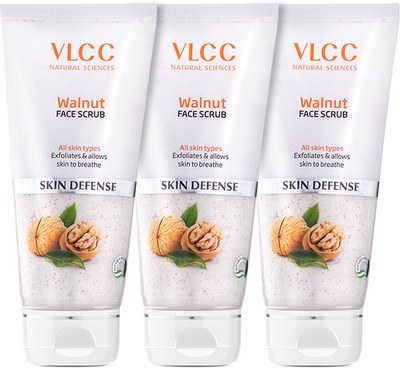 VLCC Walnut Face Scrub - Soothing & Calming Face Scrub - 80 g (Pack of 3) Scrub(240 g)