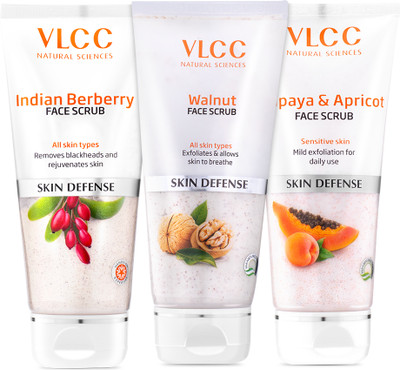 VLCC Berberry Face Scrub and Papaya Face Scrub and Walnut Face  Scrub(240 g)