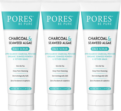 PORES BE PURE Charcoal Face Scrub for Blackhead Removal & Deep Cleansing Scrub(300 ml)
