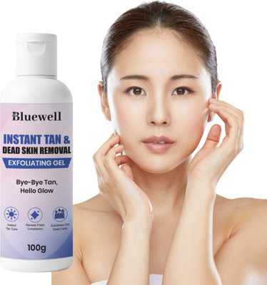 BLUEWELL Instant Tan Removal Exfoliating Gel 100g | Dead Skin Remover | Skin Brightening & Smooth Glow Scrub(100 g)