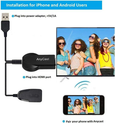 IMMUTABLE AnyKast Wireless WiFi 1080P Display TV Receiver(Black)FCJ7 Media Streaming Device(Black)