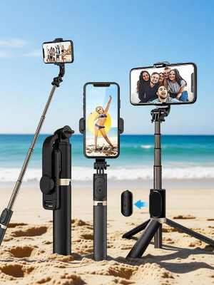 TECH GAMERZ Bluetooth Selfie Stick(BLACK, Remote Included)