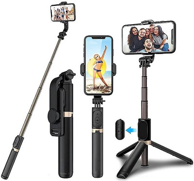 TECH GAMERZ Bluetooth Selfie Stick(BLACK, Remote Included)