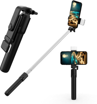 4uonly Bluetooth Selfie Stick(Black, Remote Included)