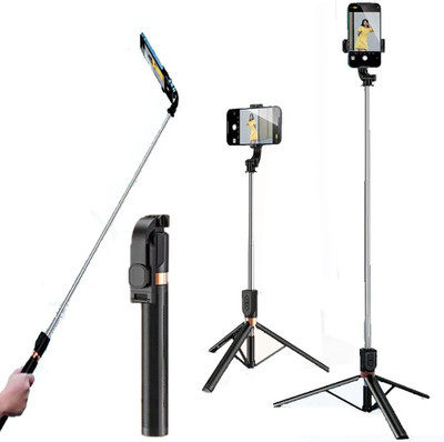 TIKTIK Y17s Photography, Videoshoot, Selfie & Travel Portable Bluetooth Remote Control Tripod(Black, Supports Up to 800 g)