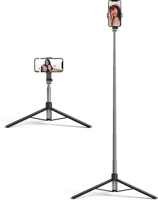 CROWNVIZ Very Long Selfie stick 170cm Y17 Selfie Stick Tripod with Bluetooth Remote expandable features Bluetooth Selfie Stick(Black)