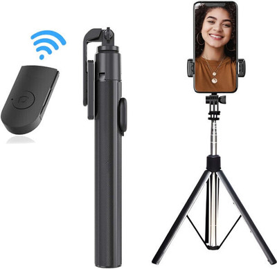 CROWNVIZ Y17 Selfie Stick Tripod AASV12 Bluetooth Selfie Stick(Black, Remote Included)