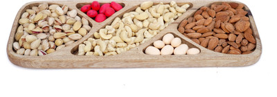 ALPHA WOOD IMPEX Handcrafted Wooden Dry Fruit Tray with 4 Sections Tray Serving Set(Pack of 1)