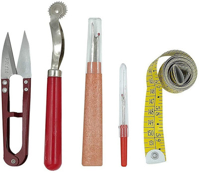 AWESOME STORE Tailoring Tools Combo, Thread Cutter, tracing Wheel Measuring Tape Pack of 5 Sewing Kit