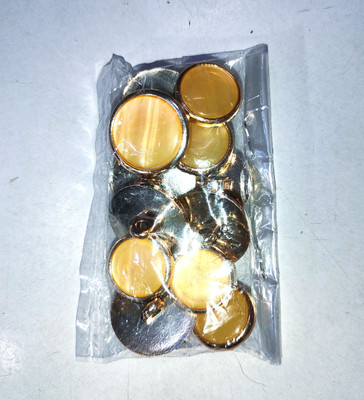 Monex High Quality Suit Buttons Golden (6 big 6 small) Plastic Buttons(Pack of 12)