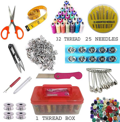 Ray crush Double Layer Plastic Multipurpose Sewing Kit with All Accessories -Red Color Sewing Kit