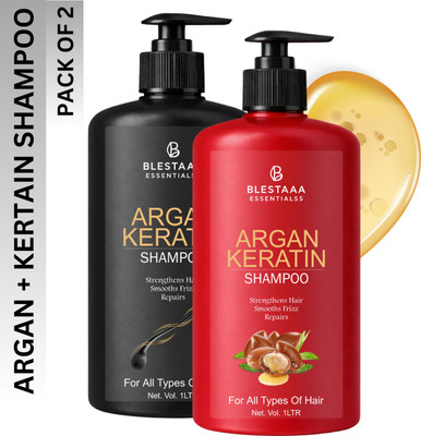 blestaaa essentialss Argan Keratin Shampoo deeply repairs damaged hair and boosts natural shine(2 L)