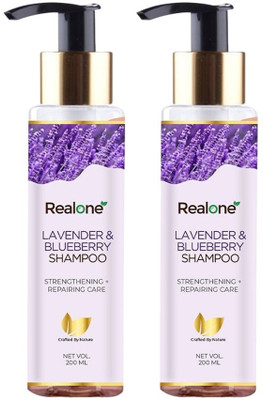 realone LAVENDER & BLUEBERRY SHAMPOO 200 ml EACH Free Zip Pouch With This Pack 2(400 ml)