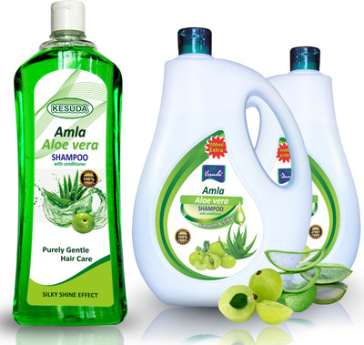 KESUDA smooth and silky Aloevera Amla Shampoo combo can and Bottol (1L+1L+1L)(3 L)
