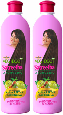 KHADI MEGHDOOT Ayurvedic Satreetha Shampoo for Dandruff and Scalp Acne 400ml Each Pack of 2(800 ml)