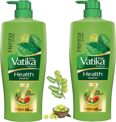 DABUR VATIKA Health Shampoo For Problem Free Hair (LOOFH FREE)Pack of-2.(1280 ml)