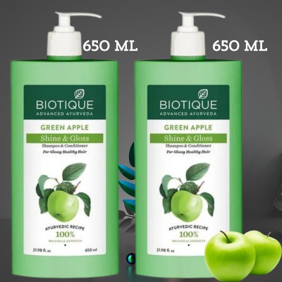 BIOTIQUE green apple shampoo-(650ml*2)pc2(1300 ml)