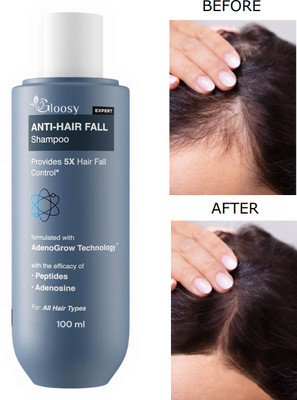 Gloosy Anti Hair Fall Shampoo|5x Hair Fall Control & Growth|Contains Biotin Adenosine(100 ml)