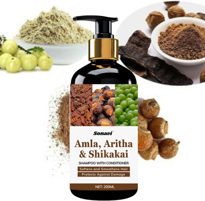 Sonavi Anti-Dandruff Shampoo - Strengthens Hair with Natural Amla,Aritha & Shikakai(200 ml)