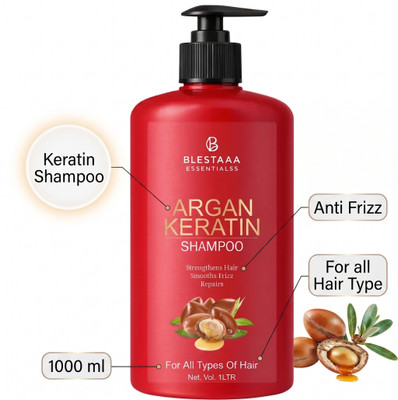 blestaaa essentialss Argan Keratin Shampoo Repair & Hydration for Damaged Dry & Frizzy Hair |(1 L)