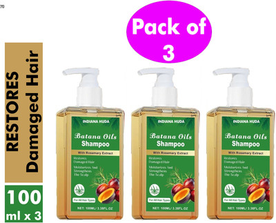 INDIANA HUDA Anti-Dandruff Batana Oil Shampoo Pack – Rosemary-Infused 3x100ML(300 ml)