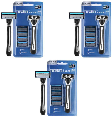 TRENDLER 5 blade Shaving Razor for Men for Perfect Shave and Beard Shape, Men(Pack of 3)