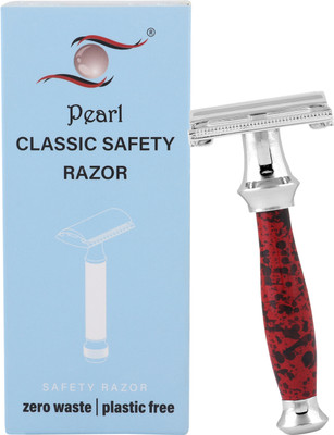Pearl Shaving PSR Double Edge Butterfly Safety Razor SS-95 (Marble Red), Men