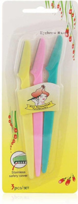 notify Eyebrow Facial Hair Remover, Neck, Upper Lips as well as Unnecessary Hairs Elsewhere Shaping Trimmer Shaper Shaver Razor Tool. Stainless Steel Eyebrow / Eyebrow Trimmer(pack of 3), Men & Women(Pack of 3)