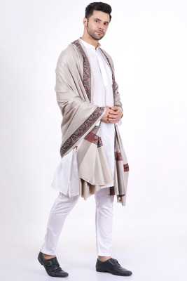 KAVIM Wool Printed Men Shawl(Grey)
