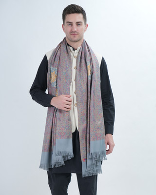 Life and style Wool Paisley Men Shawl(Grey)