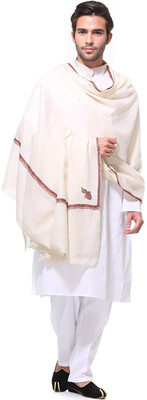 manra Wool Solid Men Shawl(White)