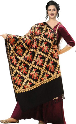 RADHE PRODUCTS Wool Embroidered Women Shawl(Multicolor)