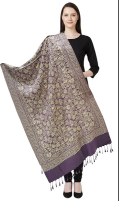 Pink World Wool Woven Women Shawl(Purple)